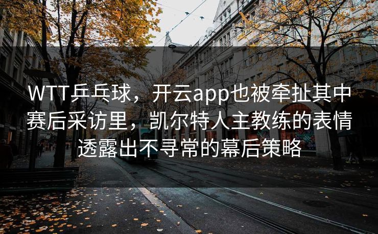 WTT乒乓球，开云app也被牵扯其中赛后采访里，凯尔特人主教练的表情透露出不寻常的幕后策略