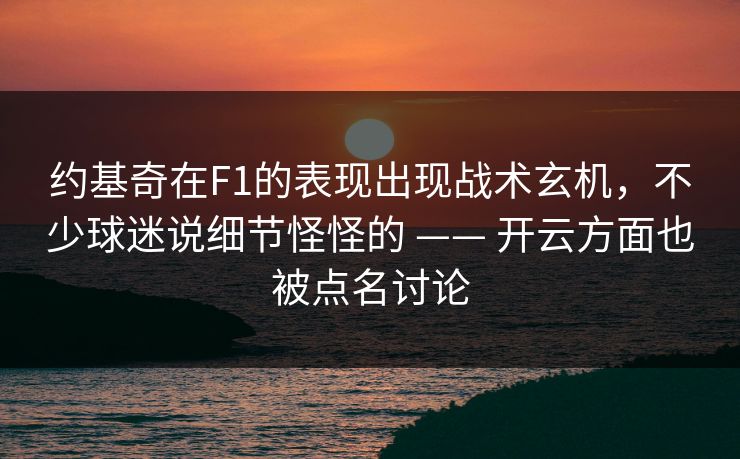 约基奇在F1的表现出现战术玄机，不少球迷说细节怪怪的 —— 开云方面也被点名讨论