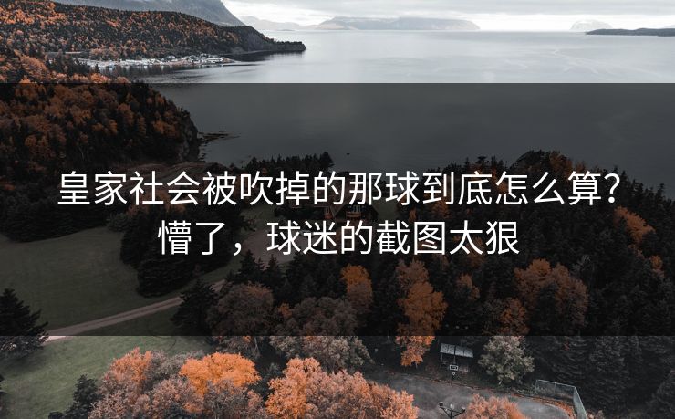 皇家社会被吹掉的那球到底怎么算？懵了，球迷的截图太狠